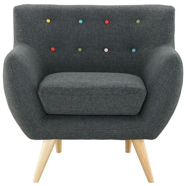 Primewir Remark Armchair in Tufted Gray Fabric with Natural Finish Wood Legs EEI-1631-GRY